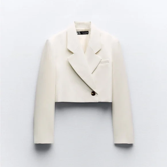 Zara blazer cropped double breasted oyster white - Picture 8 of 10